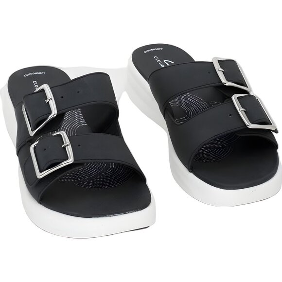 Clarks Drift Buckle Slide Sandals Black Comfort Platform Women US 8M EU 39 - Picture 1 of 6